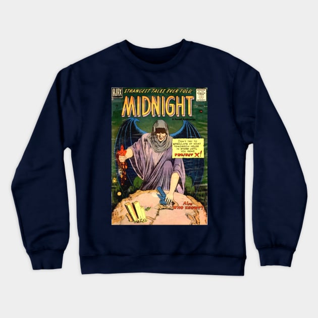 Midnight Angel Horror Comic Cover Crewneck Sweatshirt by Weirdette